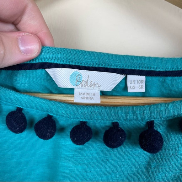 NWOT Boden Bridget T-Shirt Dress Pom Pom Blue Size 6 - Picture 4 of 5